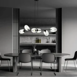 Emibig Pendelleuchte Schwarz Klar 6-flammig 120 cm lang< Bürolampen|Kugellampen