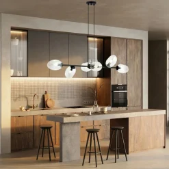 Emibig Pendelleuchte Schwarz Klar 6-flammig 120 cm lang< Bürolampen|Kugellampen