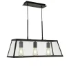 Searchlight Pendelleuchte Schwarz Klar B: 65 cm 3x E27 Glas Metall< Hängelampen|Esszimmer Lampen