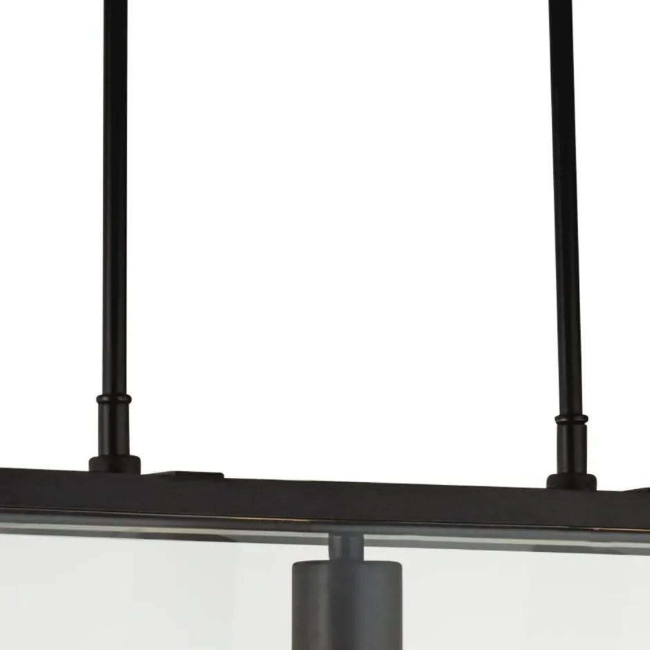 Searchlight Pendelleuchte Schwarz Klar B: 65 cm 3x E27 Glas Metall< Hängelampen|Esszimmer Lampen