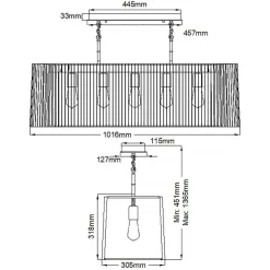 Elstead Pendelleuchte Schwarz Messing B: 101,6 cm 5x E27 Metall< Hängelampen|Bürolampen