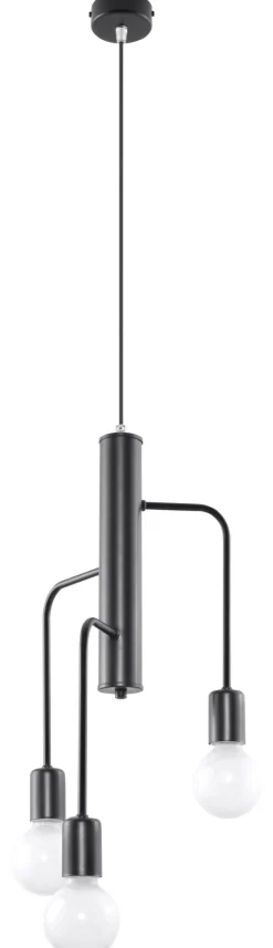 Hängelampen|Esszimmer Lampen*Sollux Pendelleuchte Schwarz Metall Retro 3-flammig E27 NERVIA