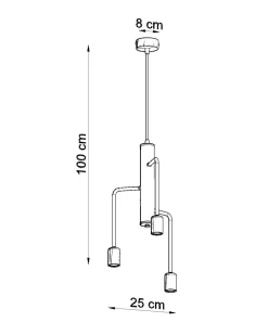Hängelampen|Esszimmer Lampen*Sollux Pendelleuchte Schwarz Metall Retro 3-flammig E27 NERVIA