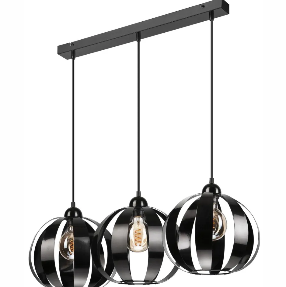 Bürolampen|Küchenlampen*Lamkur Pendelleuchte Schwarz Metall 3-flammig E27 verstellbar