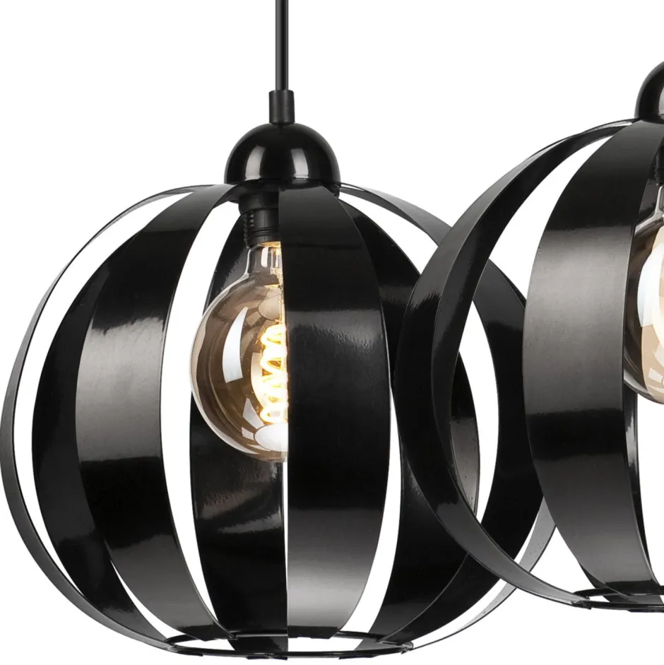 Bürolampen|Küchenlampen*Lamkur Pendelleuchte Schwarz Metall 3-flammig E27 verstellbar