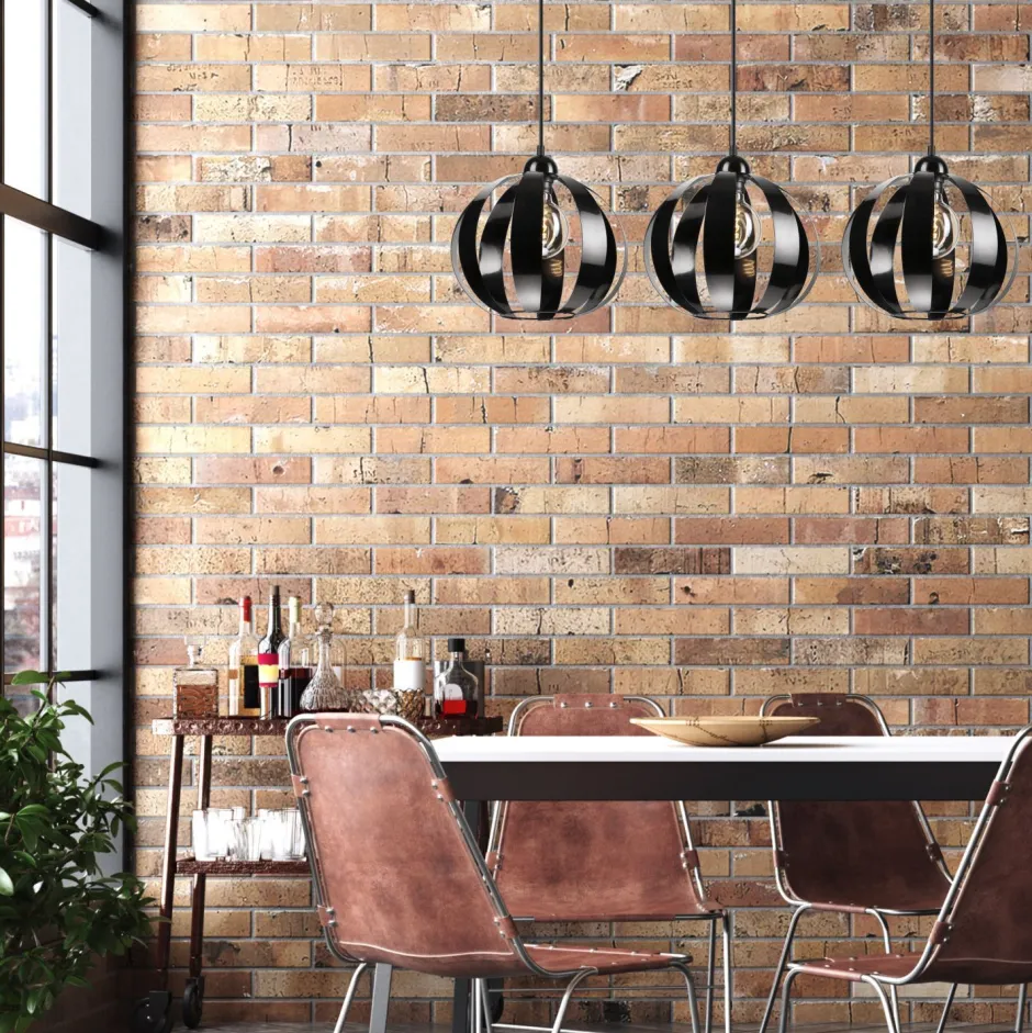 Bürolampen|Küchenlampen*Lamkur Pendelleuchte Schwarz Metall 3-flammig E27 verstellbar