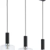 Hängelampen|Moderne Lampen*Jupiter Pendelleuchte Schwarz Metall Glas 3-flammig L:52cm