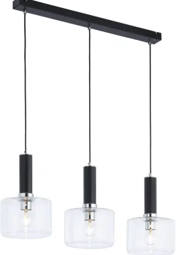 Hängelampen|Moderne Lampen*Jupiter Pendelleuchte Schwarz Metall Glas 3-flammig L:52cm