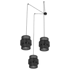 Hängelampen|Esszimmer Lampen*TK Lighting Pendelleuchte Schwarz Stoff XXL B: max. 4 m 3-flammig E27