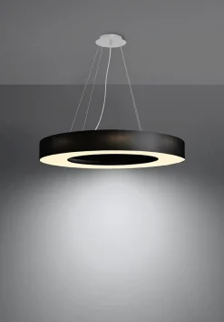 Sollux Pendelleuchte Schwarz Stoff Ø 70 cm rund 6x E27 Modern< Hängelampen|Esszimmer Lampen