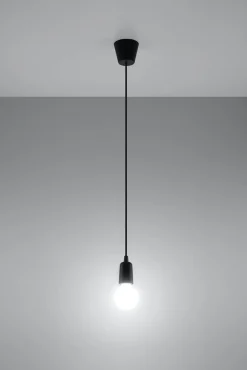 Wohnzimmerlampen|Retro Lampen*Sollux Pendelleuchte Schwarz verstellbar bis 90cm E27 NESSA