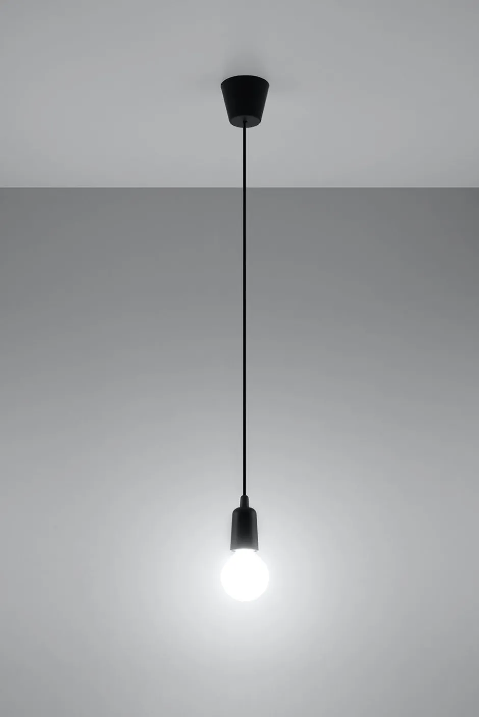 Wohnzimmerlampen|Retro Lampen*Sollux Pendelleuchte Schwarz verstellbar bis 90cm E27 NESSA