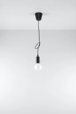 Wohnzimmerlampen|Retro Lampen*Sollux Pendelleuchte Schwarz verstellbar bis 90cm E27 NESSA