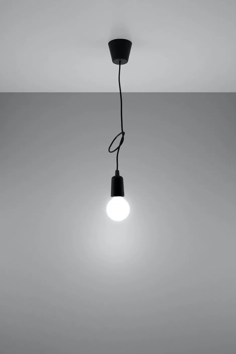 Wohnzimmerlampen|Retro Lampen*Sollux Pendelleuchte Schwarz verstellbar bis 90cm E27 NESSA