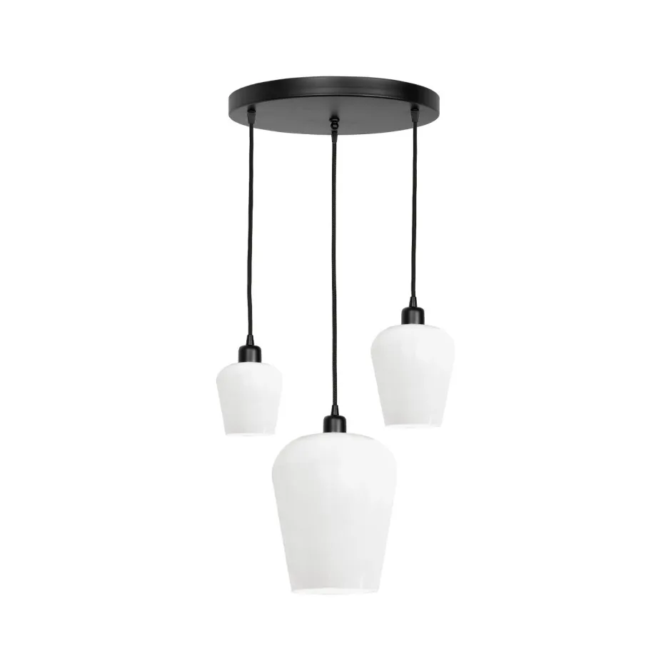 Giovanni Battista Pendelleuchte Schwarz Weiß 3-flammig E27 Ø 47,5 cm ADRIAN< Hängelampen|Lampen Aus Aller Welt