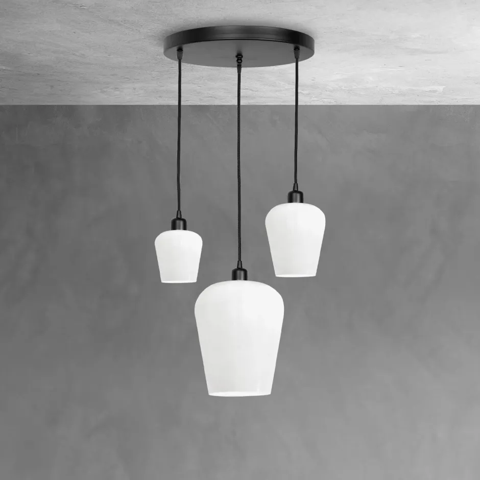 Giovanni Battista Pendelleuchte Schwarz Weiß 3-flammig E27 Ø 47,5 cm ADRIAN< Hängelampen|Lampen Aus Aller Welt