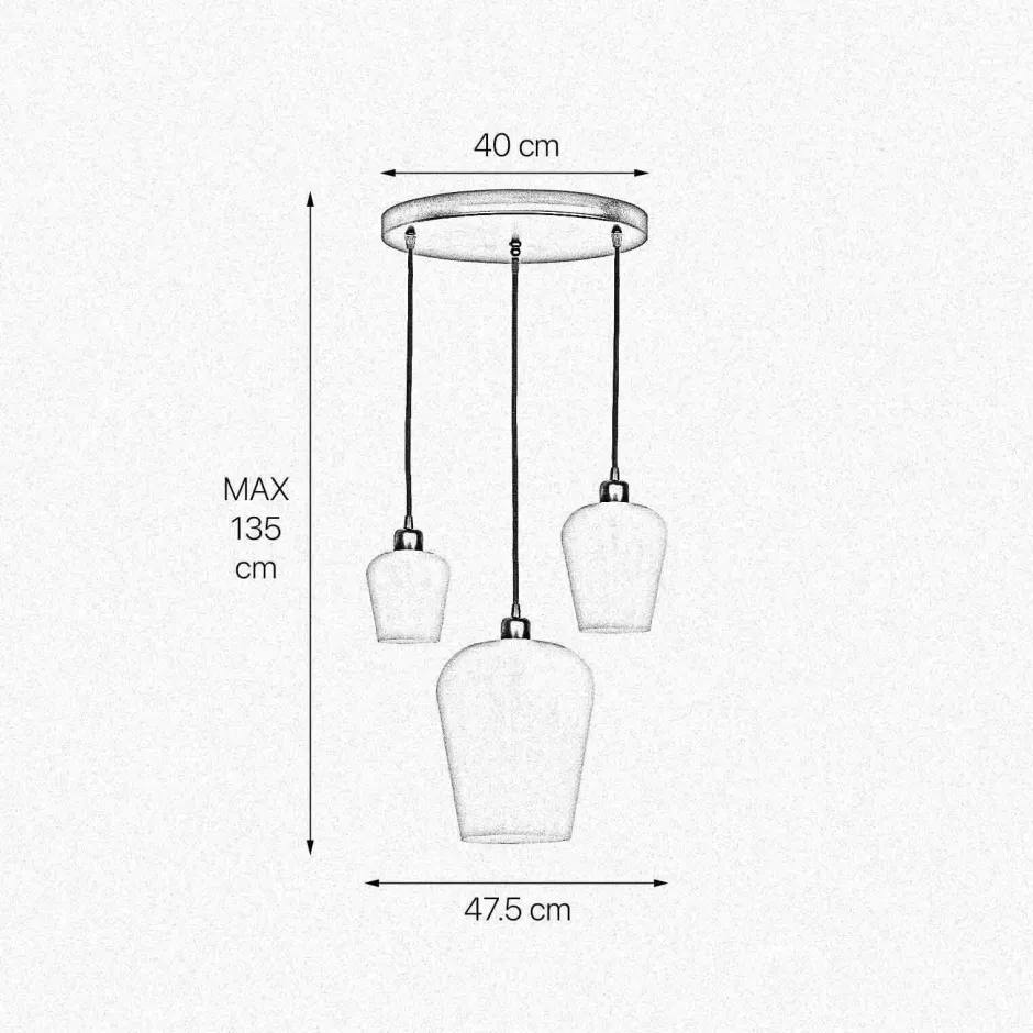 Giovanni Battista Pendelleuchte Schwarz Weiß 3-flammig E27 Ø 47,5 cm ADRIAN< Hängelampen|Lampen Aus Aller Welt