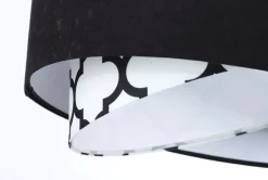 BPS Koncept Pendelleuchte Schwarz Weiß rund D: 50 cm E27 Retro Motiv< Hängelampen|Bürolampen