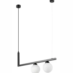 Lamkur Pendelleuchte Schwarz Weiß länglich Glas Metall 2x G9< Küchenlampen|Kugellampen