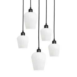 Hängelampen|Bürolampen*Giovanni Battista Pendelleuchte Schwarz Weiß Ø 45 cm Messing Eisen Glas 5x E27