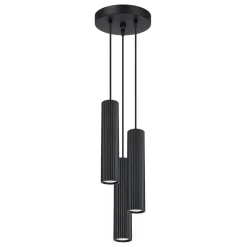 Hängelampen|Bürolampen*Sollux Pendelleuchte Schwarz 3x GU10 schmal Ø 19,5 cm Alu Modern