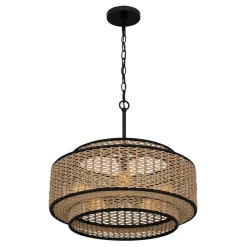 Elstead Pendelleuchte Seil Metall D: 50,8 cm H: max. 233,3 cm Boho< Hängelampen|Wohnzimmerlampen