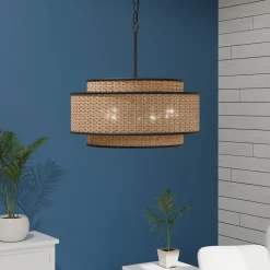 Elstead Pendelleuchte Seil Metall D: 50,8 cm H: max. 233,3 cm Boho< Hängelampen|Wohnzimmerlampen