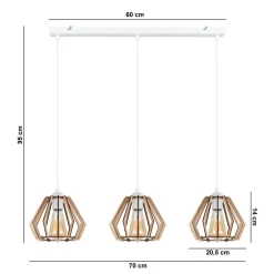 Belis Pendelleuchte Skandinavisch Holz Metall Weiß E27 3-flmg< Hängelampen|Bürolampen