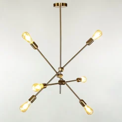 Retro Lampen|Esszimmer Lampen*Easylight Pendelleuchte Sputnik in Messing Retro verstellbar