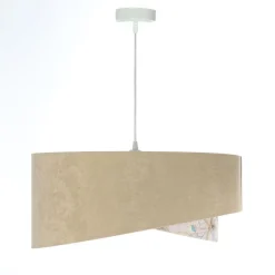BPS Koncept Pendelleuchte Stoff Ø 50 cm rund Velours Optik Beige Creme< Bürolampen|Schlafzimmer Lampen