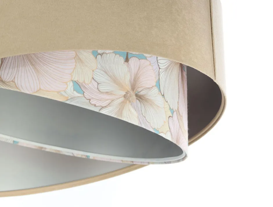 BPS Koncept Pendelleuchte Stoff Ø 50 cm rund Velours Optik Beige Creme< Bürolampen|Schlafzimmer Lampen