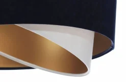 BPS Koncept Pendelleuchte Stoff Blau Weiß Gold E27 rund D: 50 cm< Hängelampen|Bürolampen