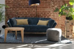 BPS Koncept Pendelleuchte Stoff Blau Weiß Gold E27 rund D: 50 cm< Hängelampen|Bürolampen