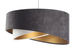 Hängelampen|Bürolampen*BPS Koncept Pendelleuchte Stoff Dunkelgrau Gold E27 rund Ø 50 cm