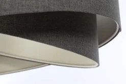 Bürolampen|Schlafzimmer Lampen*BPS Koncept Pendelleuchte Stoff E27 Ø 45 cm rund Grau Modern INGRAM