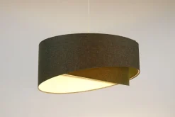 Bürolampen|Schlafzimmer Lampen*BPS Koncept Pendelleuchte Stoff E27 Ø 45 cm rund Grau Modern INGRAM