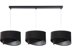 BPS Koncept Pendelleuchte Stoff 3-flammig E27 Schwarz Silber verstellbar< Hängelampen|Bürolampen