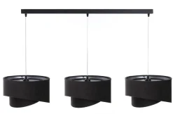 BPS Koncept Pendelleuchte Stoff 3-flammig E27 Schwarz Silber verstellbar< Hängelampen|Bürolampen