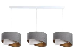 Hängelampen|Bürolampen*BPS Koncept Pendelleuchte Stoff 3-flammig in Weiß Grau Gold E27 B: 87 cm