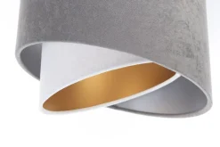 Hängelampen|Bürolampen*BPS Koncept Pendelleuchte Stoff 3-flammig in Weiß Grau Gold E27 B: 87 cm