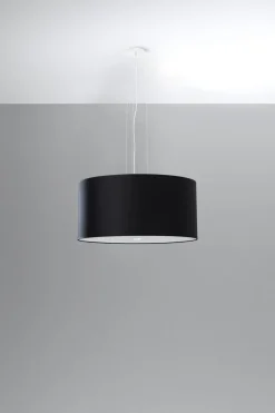 Sollux Pendelleuchte Stoff Glas Ø 50 cm Schwarz blendarm rund< Hängelampen|Esszimmer Lampen