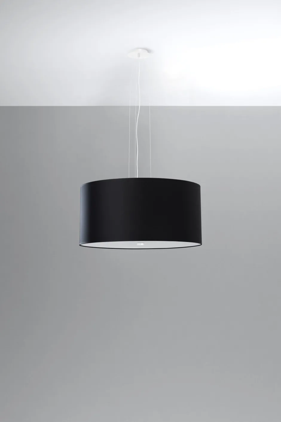 Sollux Pendelleuchte Stoff Glas Ø 50 cm Schwarz blendarm rund< Hängelampen|Esszimmer Lampen