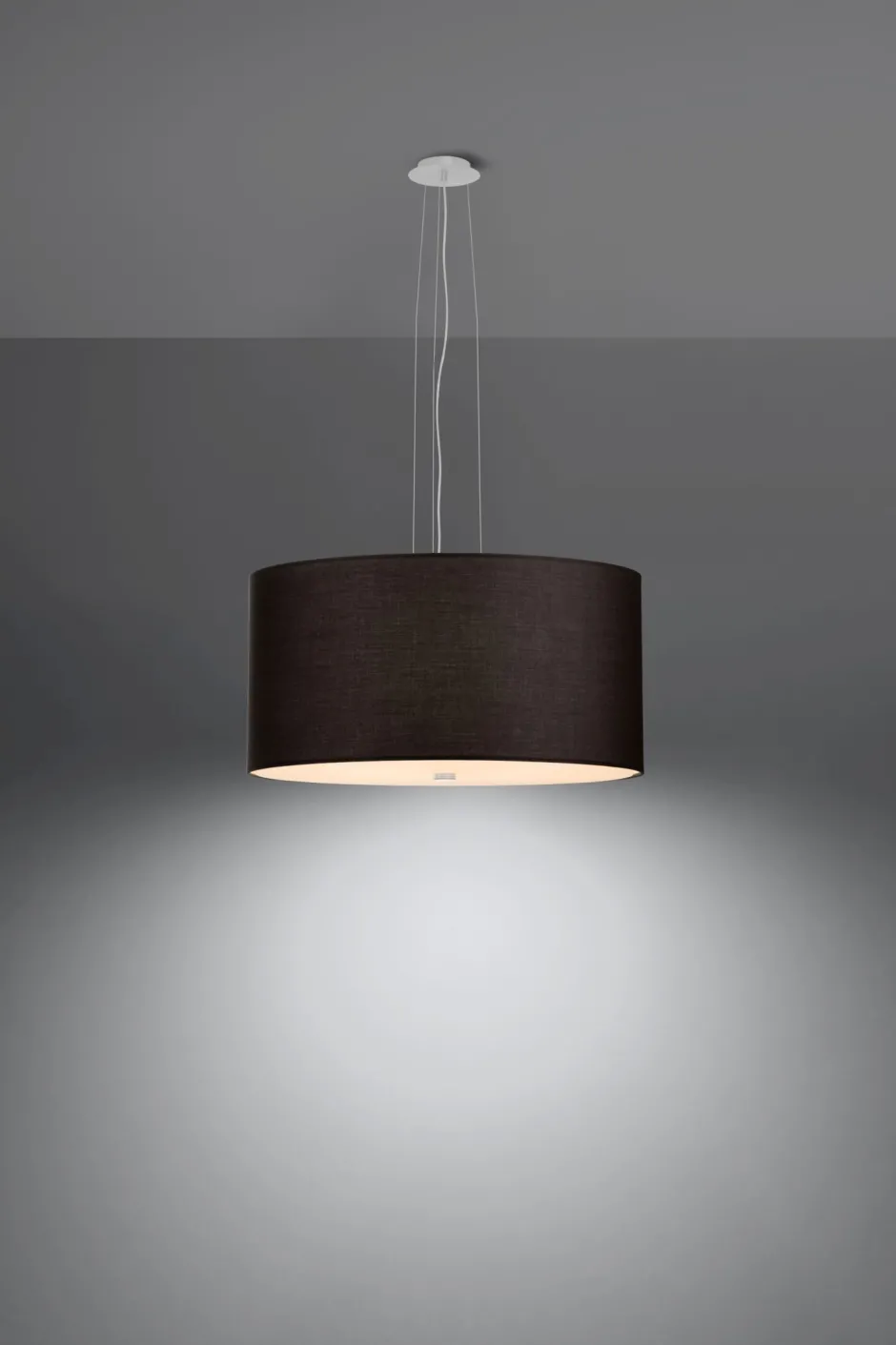 Sollux Pendelleuchte Stoff Glas Ø 50 cm Schwarz blendarm rund< Hängelampen|Esszimmer Lampen
