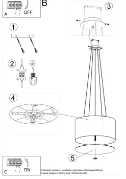 Sollux Pendelleuchte Stoff Glas Ø 50 cm Schwarz blendarm rund< Hängelampen|Esszimmer Lampen