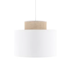 TK Lighting Pendelleuchte Stoff Jute E27 Ø 38 cm H: max. 1,7 m Weiß Natur< Hängelampen|Bürolampen