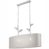 Lamkur Pendelleuchte Stoff Metall B: 89 cm E27 Silber Landhaus< Hängelampen|Bürolampen