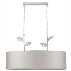 Lamkur Pendelleuchte Stoff Metall B: 89 cm E27 Silber Landhaus< Hängelampen|Bürolampen