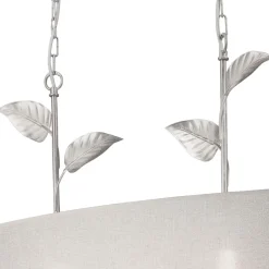 Lamkur Pendelleuchte Stoff Metall B: 89 cm E27 Silber Landhaus< Hängelampen|Bürolampen