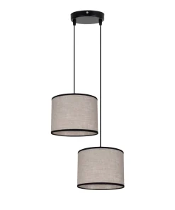 Belis Pendelleuchte Stoff Schwarz Beige E27 L:22 cm 2-flmg< Hängelampen|Bürolampen