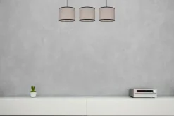 Wohnzimmerlampen|Stofflampen*Belis Pendelleuchte Stoff Schwarz Beige E27 70 cm lang 3-flmg